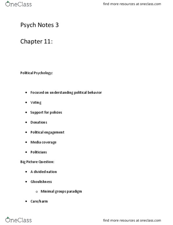 PSY 1010 Lecture Notes - Lecture 3: Big Five Personality Traits, Extraversion And Introversion, Neuroticism thumbnail