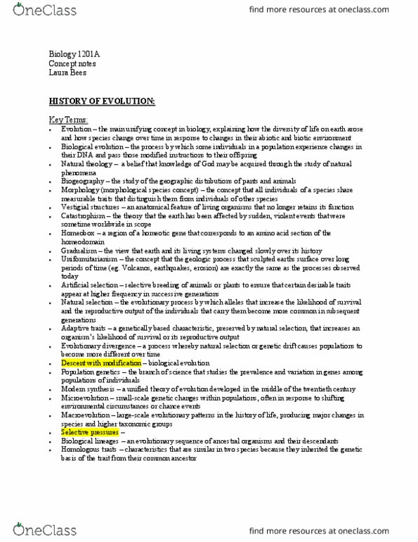 Biology 1201A Lecture Notes - Lecture 1: Dna Replication, Semiconservative Replication, Dna Clamp thumbnail