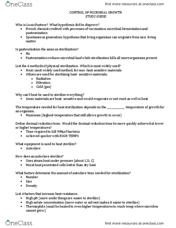 BIOL 2051 Lecture Notes - Lecture 2: Ionizing Radiation, Louis Pasteur, Bactericide thumbnail