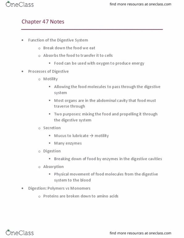 LIFESCI 2 Chapter Notes - Chapter 47: Pancreatic Lipase Family, Abdominal Cavity, Epithelium thumbnail