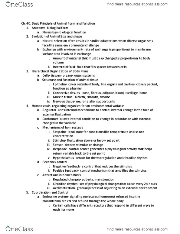 BIL 150 Chapter Notes - Chapter 40: Circadian Rhythm, Extracellular Fluid, Nervous Tissue thumbnail