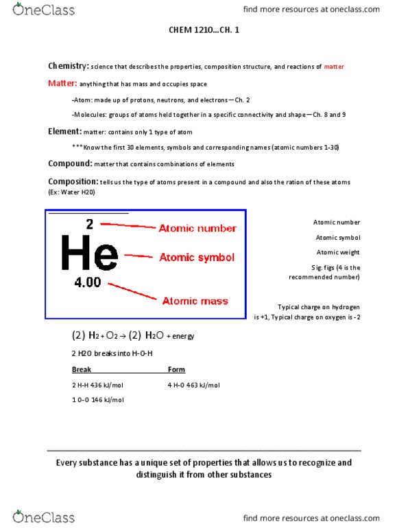 CHEM 1210 Lecture Notes - Lecture 1: Relative Atomic Mass, Atomic Number, Decimal Mark thumbnail