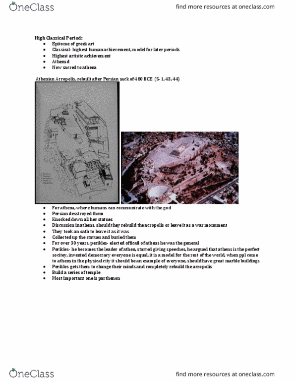 ART 258 Lecture Notes - Lecture 9: Pericles, Phidias, Chariot Racing thumbnail