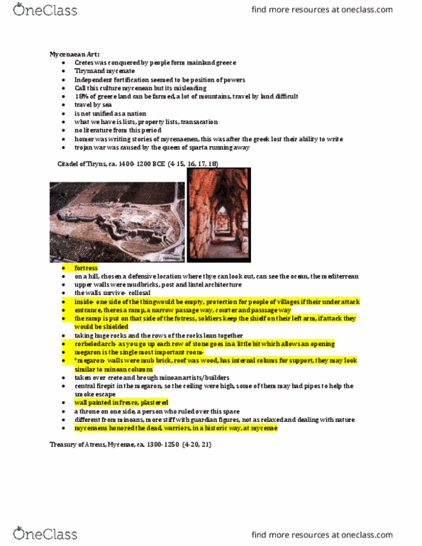 ART 258 Lecture Notes - Lecture 6: Megaron, Discharging Arch, Minoan Civilization thumbnail