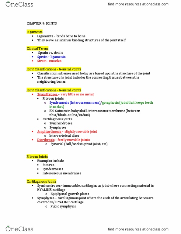 BIOL 2443 Lecture Notes - Lecture 6: Hyaline Cartilage, Interosseous Membrane, Cartilaginous Joint thumbnail