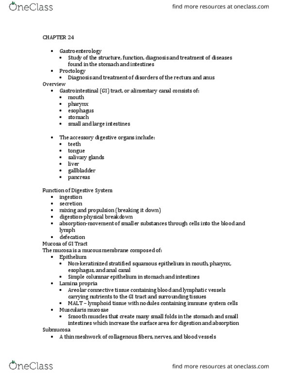 BIOL 2443 Lecture Notes - Lecture 15: Esophagus, Pylorus, Gastroesophageal Reflux Disease thumbnail