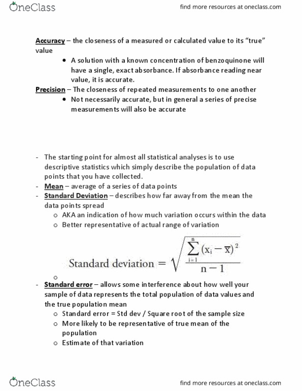 BIOL 1208 Lecture Notes - Lecture 1: Error Bar, Standard Deviation, Standard Error thumbnail