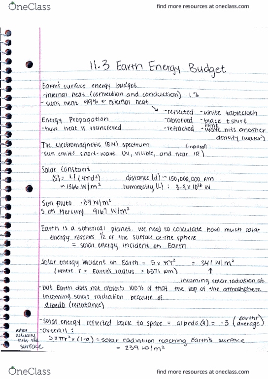 GEOG 203 Lecture Notes - Lecture 11: Onera, Solar Constant, T-Shirt thumbnail