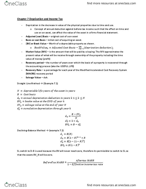 ECON 2B03 Chapter Notes - Chapter 7: Macrs, Financial Statement, Economic Value Added thumbnail