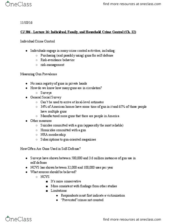 CJ 306 Lecture 16: CJ 306 - 16: Individual, Family, and Household Crime Control (Ch. 12) thumbnail