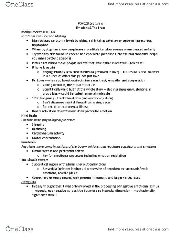 PSYC18H3 Lecture Notes - Lecture 7: Incentive Salience, Limbic System, Opioid Peptide thumbnail