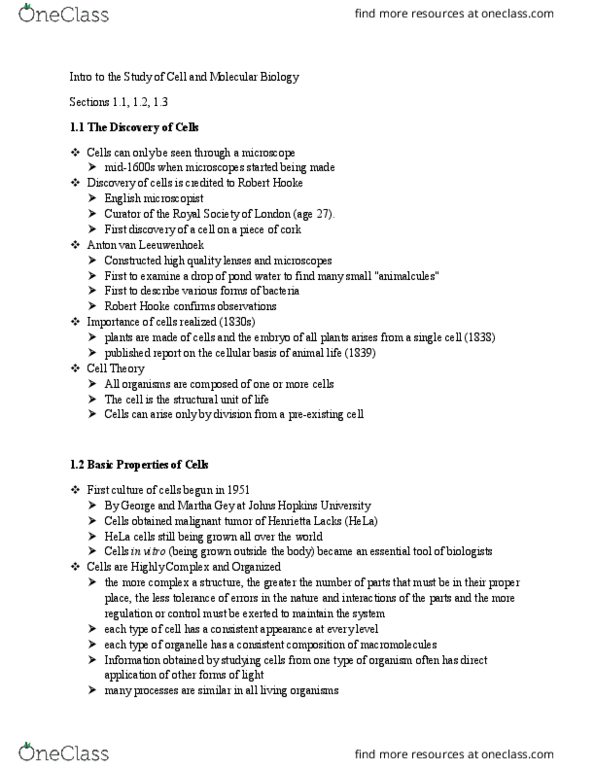 BIOL 1090 Lecture 3: Intro to cell biology Oct 24 thumbnail