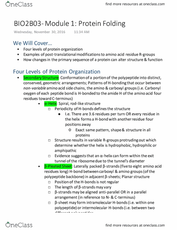 BIOLOGY 2B03 Lecture 1: Protein Folding (Module 1) thumbnail