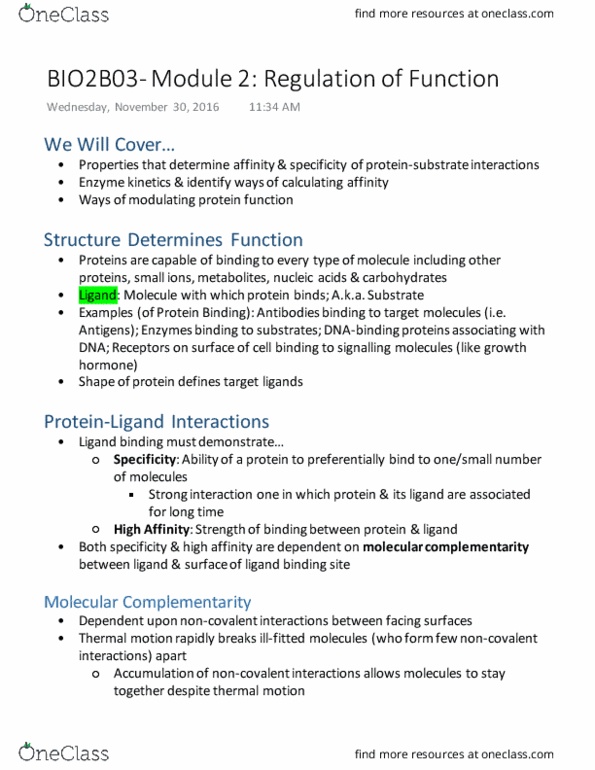 BIOLOGY 2B03 Lecture 2: Regulation of Function (Module 2) thumbnail