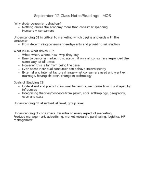 Management and Organizational Studies 1021A/B Lecture Notes - Sales Promotion, Target Market, Pizza Pizza thumbnail