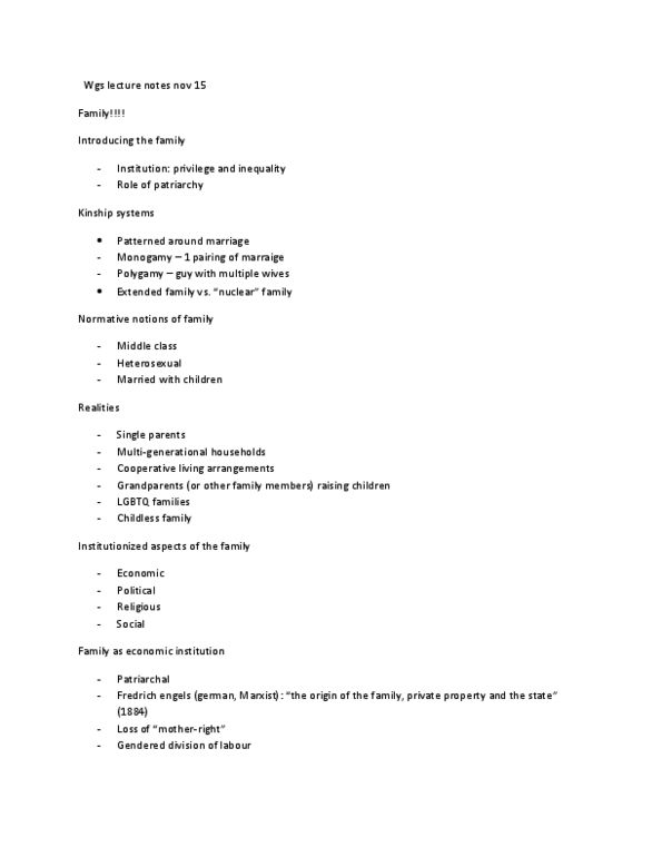 WGS200Y5 Lecture Notes - Child Custody, Nuclear Family, Lawrence Stone thumbnail