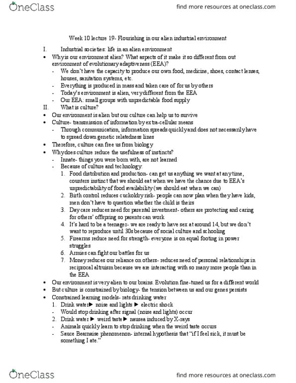 LIFESCI 15 Lecture Notes - Lecture 19: Cuckold, Parental Investment, Day Care thumbnail