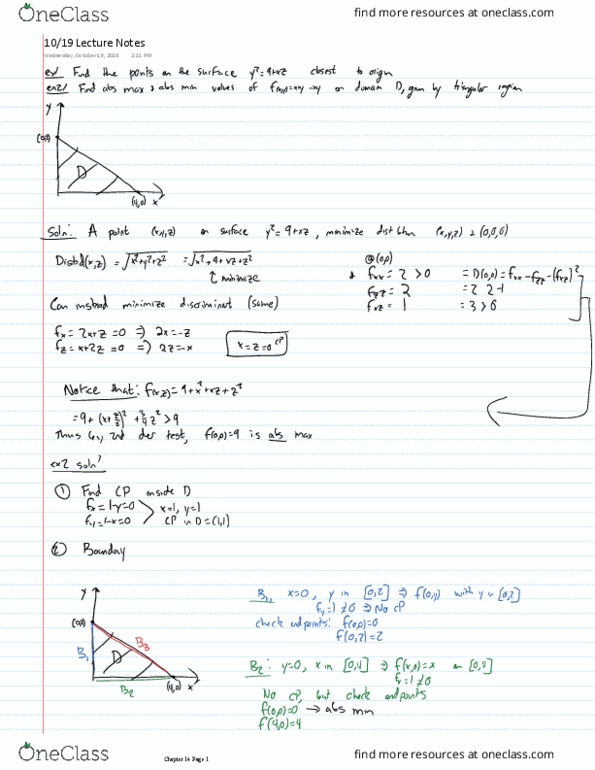 MATH 215 Lecture 15: 1019 Lecture Notes thumbnail