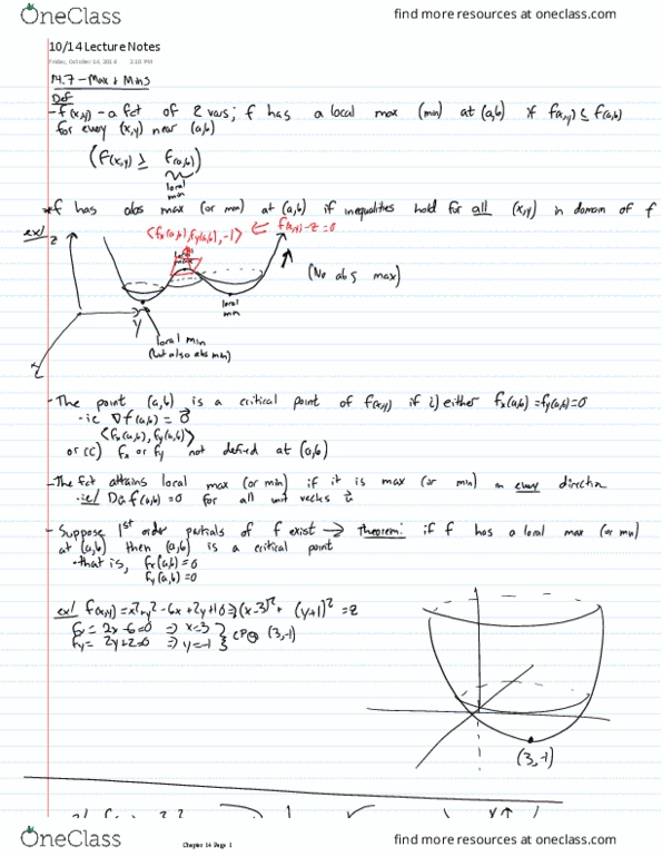 MATH 215 Lecture 14: 1014 Lecture Notes thumbnail
