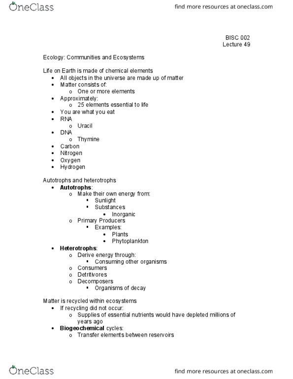 BI SC 002 Lecture Notes - Lecture 49: Water Cycle, Thymine, Cell Nucleus thumbnail