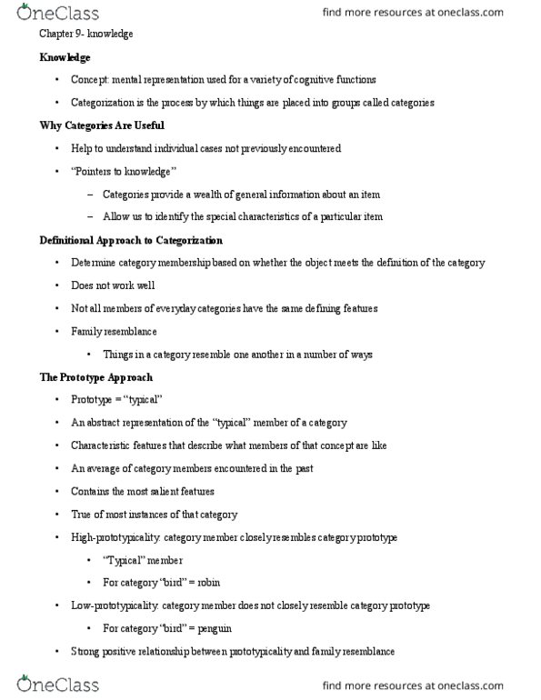 PSYC 3260 Chapter Notes - Chapter 9: Lexical Decision Task, Fault Tolerance, Eleanor Rosch thumbnail