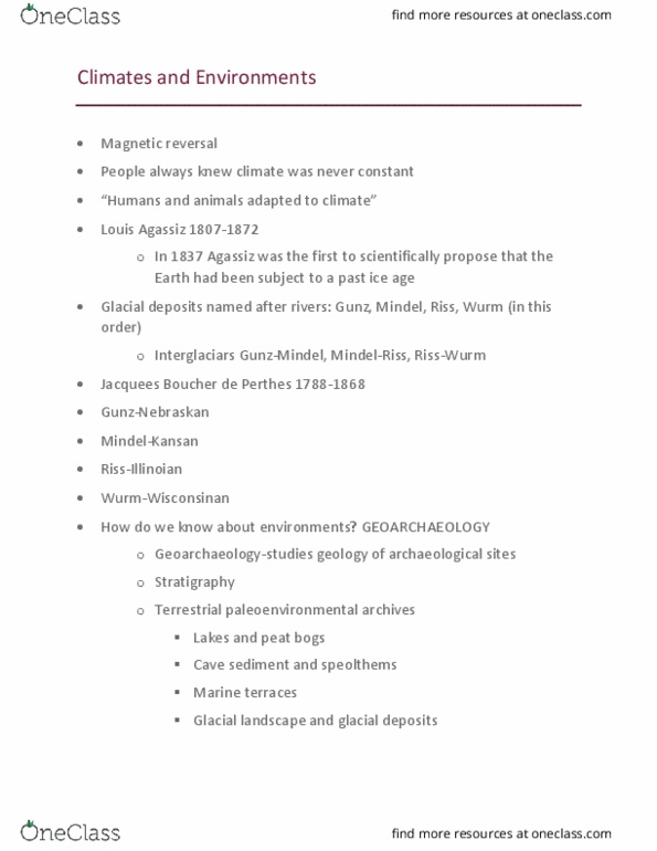 ANTH 110 Lecture Notes - Lecture 1: Louis Agassiz, Wurm, Dendrochronology thumbnail
