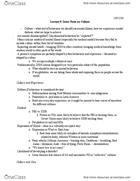 HLTHAGE 1CC3 Lecture Notes - Lecture 5: Derealization, Mania, Somatization thumbnail