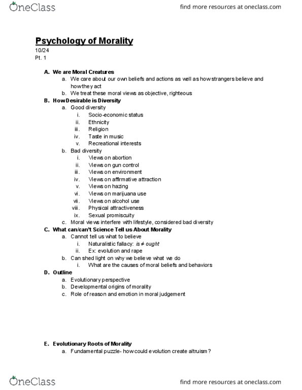 PSYCH 1101 Lecture Notes - Lecture 24: Social Emotions, Promiscuity, Naturalistic Fallacy thumbnail