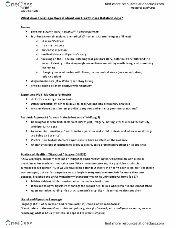 HLTB50H3 Lecture Notes - Lecture 3: Fatalism, Hidden Curriculum, Assonance thumbnail