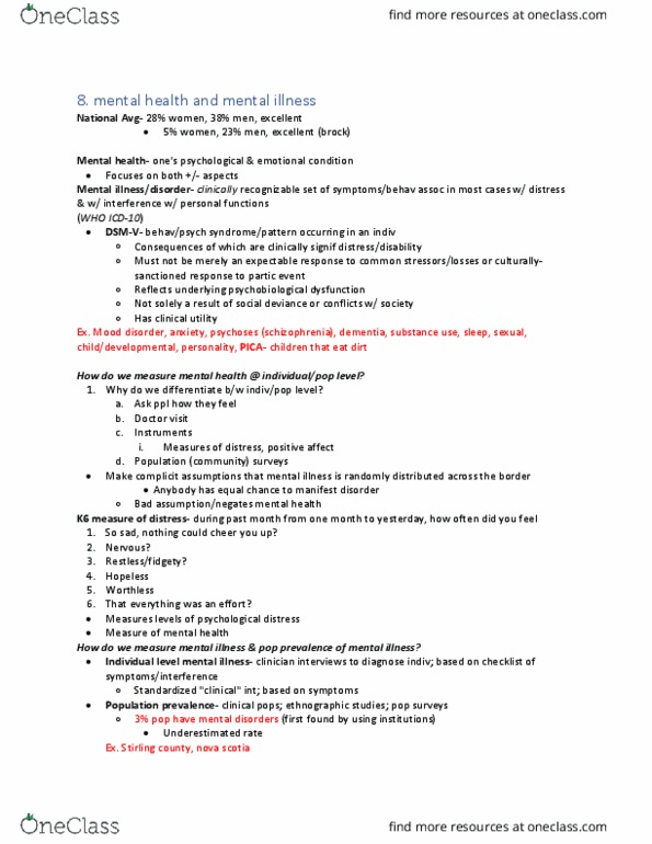HLSC 1F90 Lecture Notes - Lecture 8: Suicide Attempt, Stirling County Rfc, Mood Disorder thumbnail