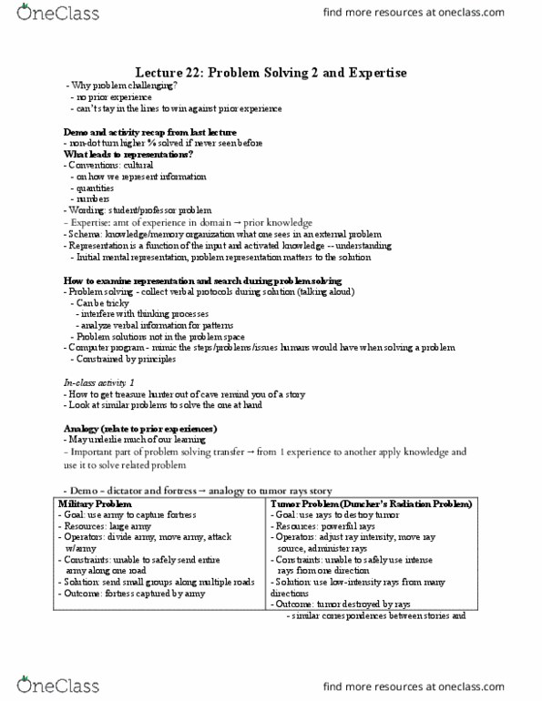 PSY 0422 Lecture Notes - Lecture 22: Problem Solving, Electric Light, Computer Program thumbnail