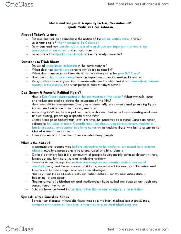 SOC 525 Lecture Notes - Lecture 9: Ross Rebagliati, Snowboarding, Wayne Gretzky thumbnail