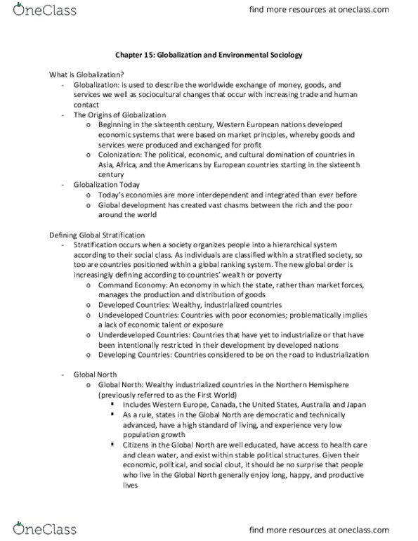 COLLAB 2C03 Chapter Notes - Chapter 15: Cultural Homogenization, Ecological Modernization, Environmental Racism thumbnail