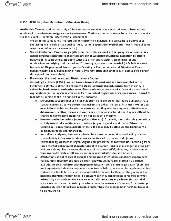 PSYC 2230 Chapter 10: Chapter 10 full notes thumbnail
