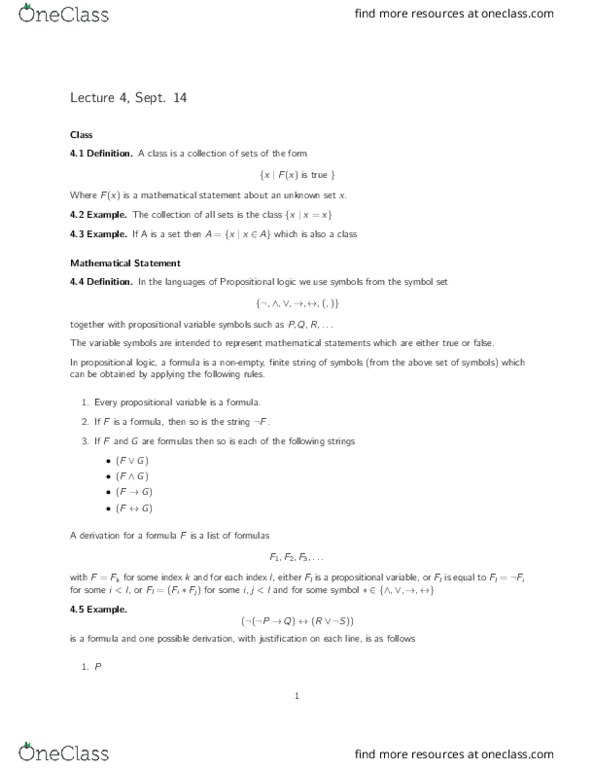 MATH145 Lecture Notes - Lecture 4: Propositional Variable, Propositional Calculus thumbnail