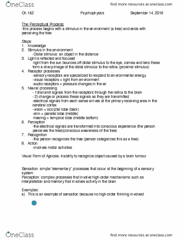 PSYC 2390 Lecture Notes - Lecture 1: Absolute Threshold, Axon Terminal, Psychophysics thumbnail