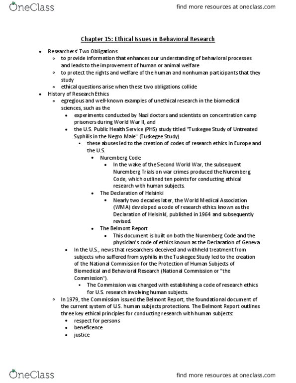 PY 355 Lecture 17: Chapter 15 - Ethical Issues in Behavioral Research thumbnail