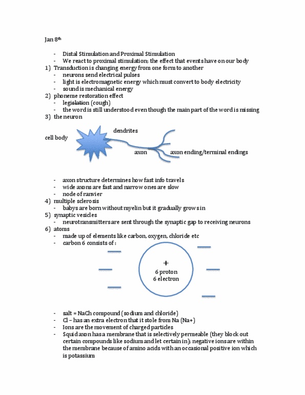 PSYC 2390 Lecture Notes - Resting Potential, Membrane Potential, Saltatory Conduction thumbnail