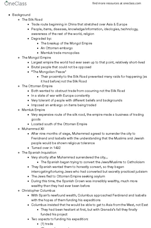 WOH-1030 Lecture Notes - Lecture 1: Muhammad Xii Of Granada, Ottoman Empire, Smallpox thumbnail