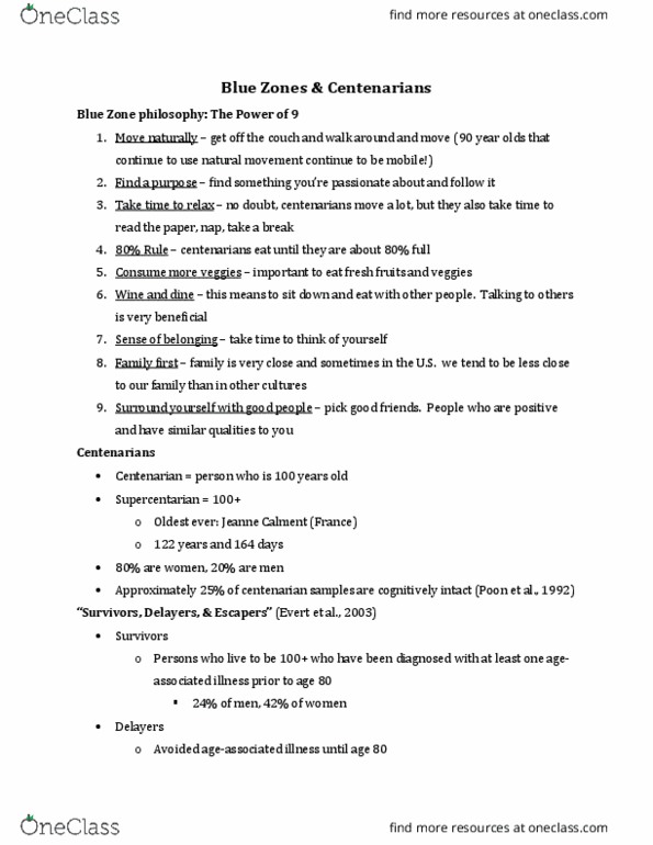 HDFS 4413 Lecture Notes - Lecture 18: Jeanne Calment, Centenarian, Dementia thumbnail