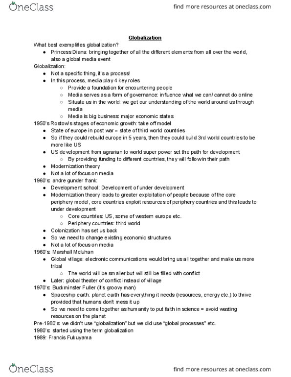 CMN 1160 Lecture Notes - Lecture 16: Andre Gunder Frank, Manuel Castells, Buckminster Fuller thumbnail