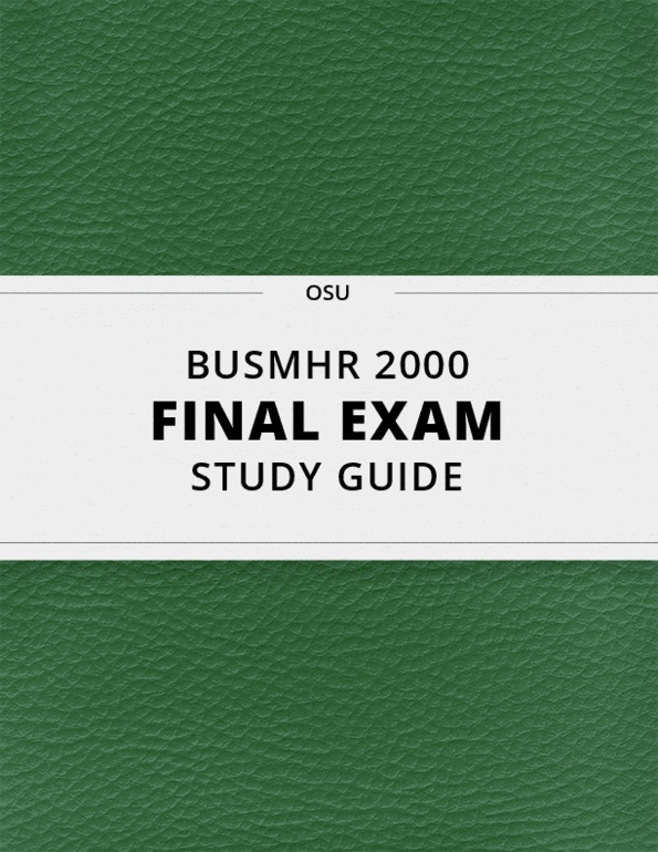 BUSMHR 2000 Study Guide Fall 2016, Comprehensive Final Notes - United ...