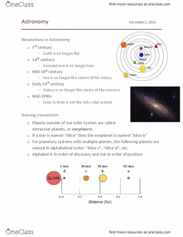 Astronomy 1021 Lecture Notes - Lecture 22: Orbital Period, Geocentric Model, 2M1207 thumbnail