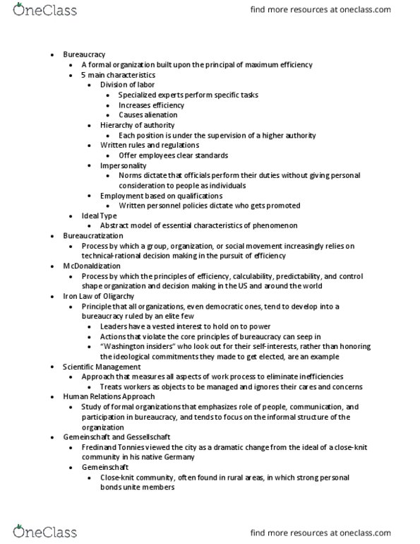 SOCI 120 Lecture Notes - Lecture 6: Gemeinschaft And Gesellschaft, Economic System, Group Cohesiveness thumbnail