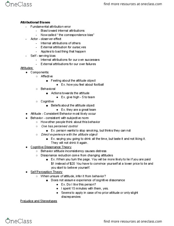 PSY 1010 Lecture Notes - Lecture 13: Social Influence, Self-Perception Theory, Physical Attractiveness thumbnail