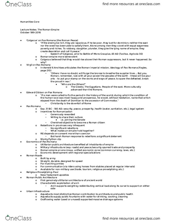 HUMAN 1A Lecture Notes - Lecture 6: Quadrans, Calgacus, Aeneid thumbnail