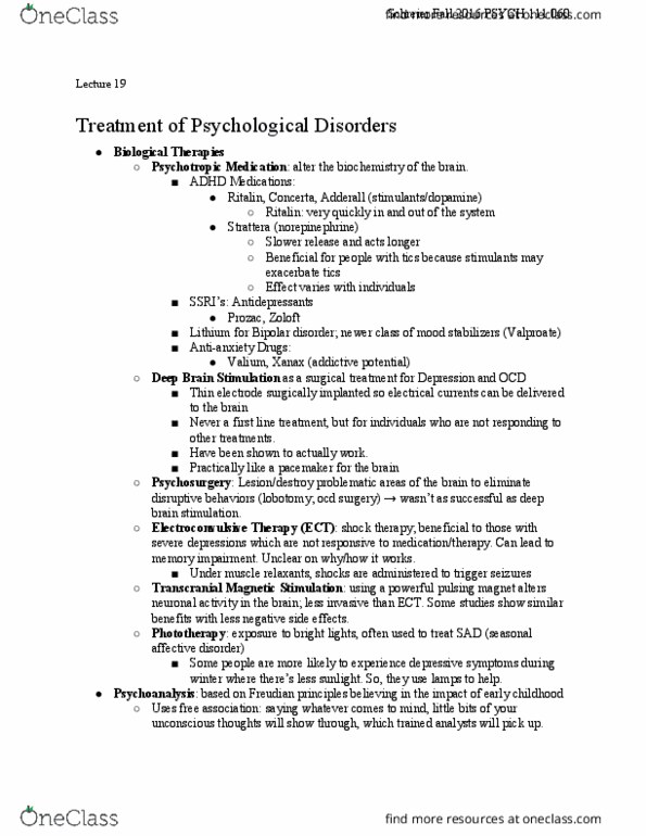 PSYCH 111 Lecture Notes - Lecture 19: Cognitive Restructuring, Identified Patient, Transcranial Magnetic Stimulation thumbnail