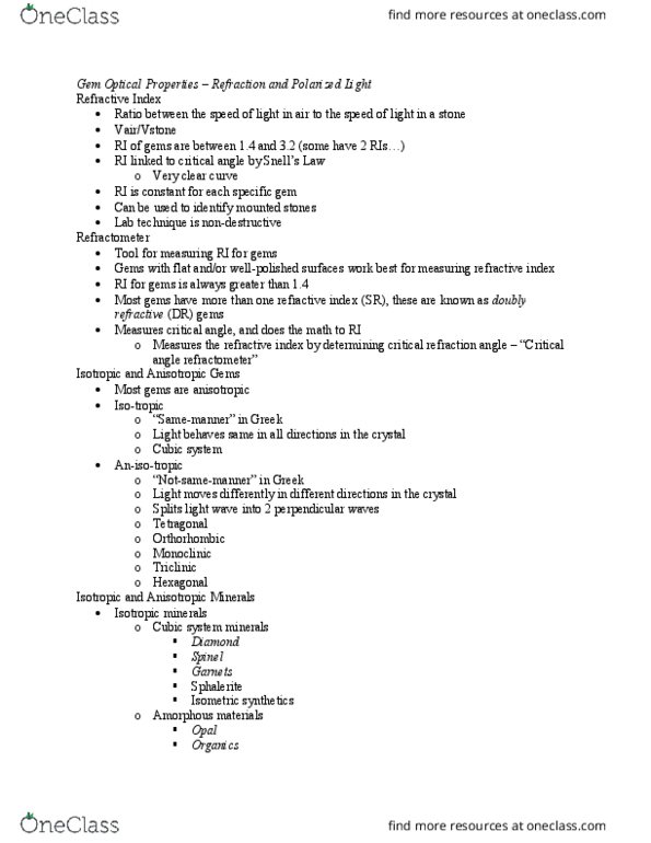 EARTHSC 1108 Lecture Notes - Lecture 4: Peridot, Orthorhombic Crystal System, Nondestructive Testing thumbnail