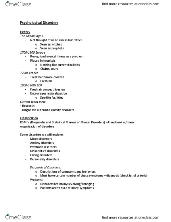 PSYCH 100 Lecture 15: Psychological Disorders thumbnail