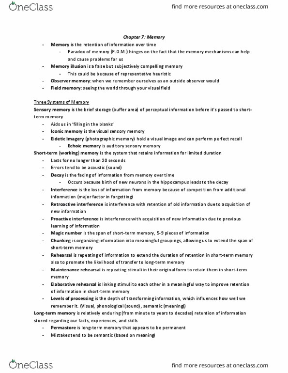 PSY 102 Chapter 7: Includes final exam stuff thumbnail